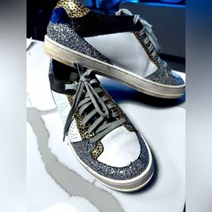P448 YOU CAN SURF LATER Women's White, Blue, Gold Fashion Sneakers - Size 37